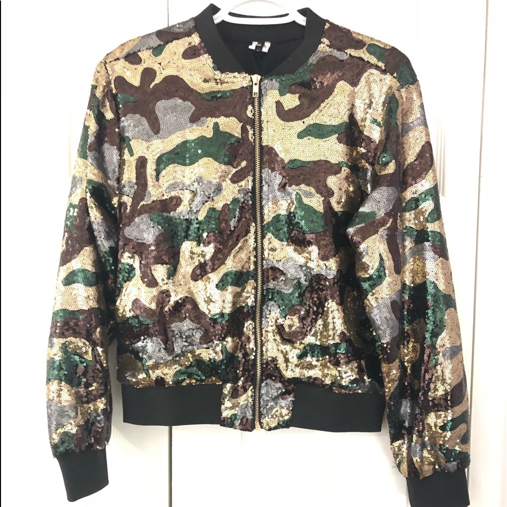 Sequin Army Bomber Jacket